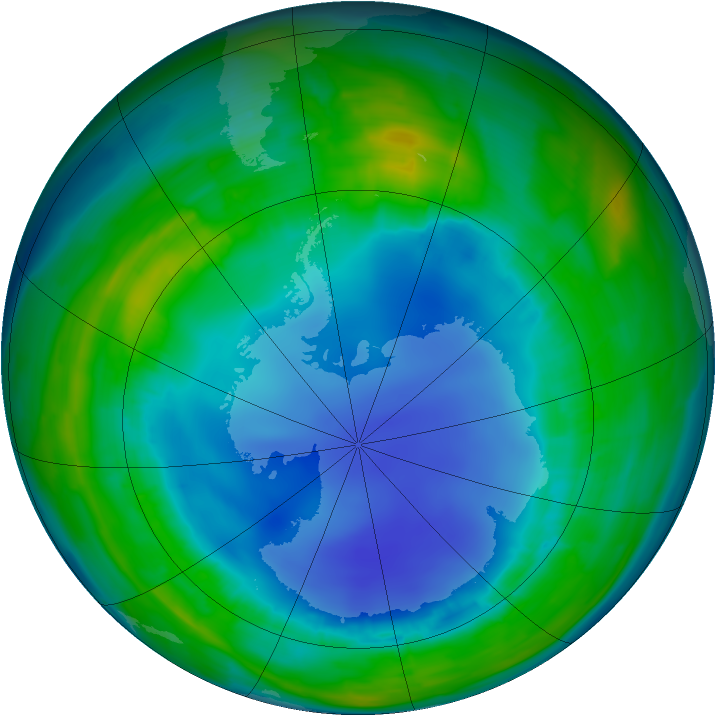 Antarctic ozone map for 09 August 2013